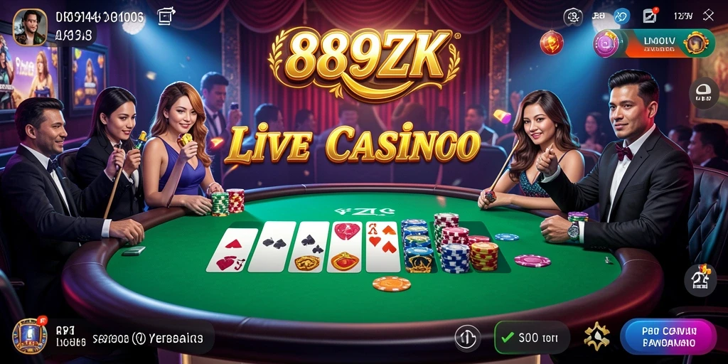 Screenshot gameplay Live Casino 889ZK yang mendebarkan.
