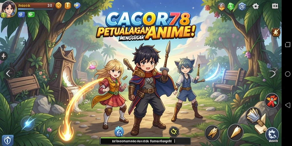 Tampilan gameplay CACOR78 yang penuh aksi dan karakter anime.