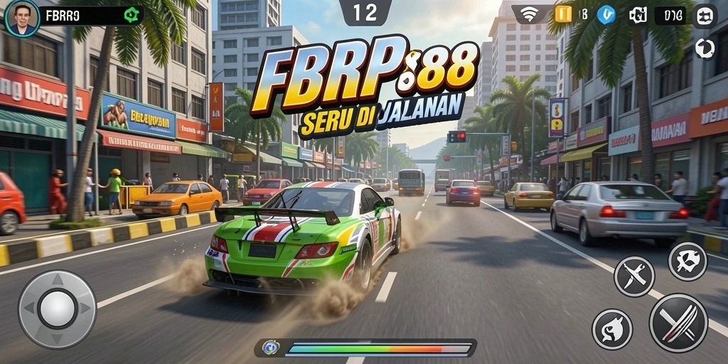 Tampilan gameplay balapan menegangkan dalam FBRP88.