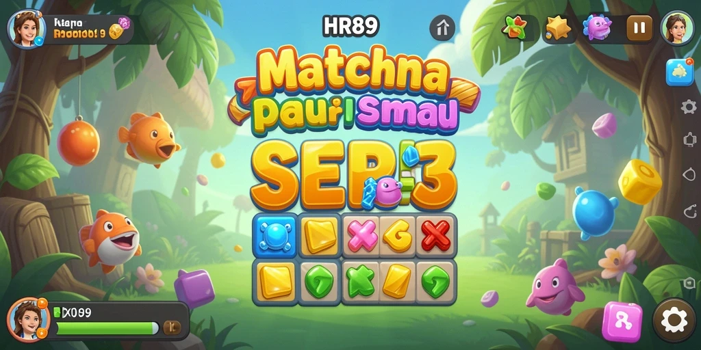 Screenshot gameplay HR89 yang menampilkan pengalaman Match-3 yang seru.