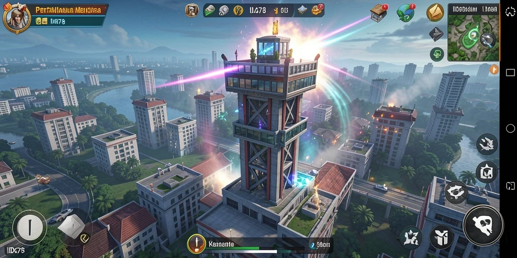 Tampilan gameplay menegangkan dari ID678 saat melawan gelombang musuh.
