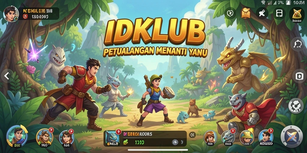 Screenshot utama IDKLUB menampilkan aksi seru dalam permainan petualangan.