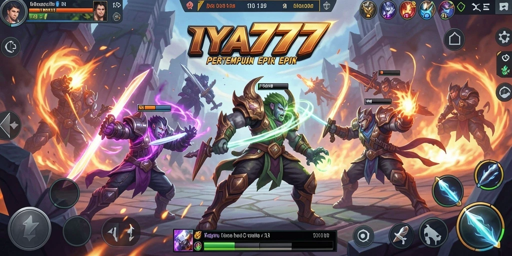 Tangkapan layar dari gameplay seru IYA777 di arena MOBA.