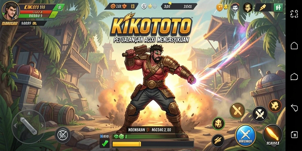 Gameplay KIKOTOTO dengan warna cerah dan karakter dinamis.