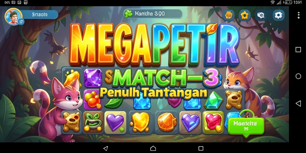 Tampilan gameplay Match-3 yang seru dan menantang.